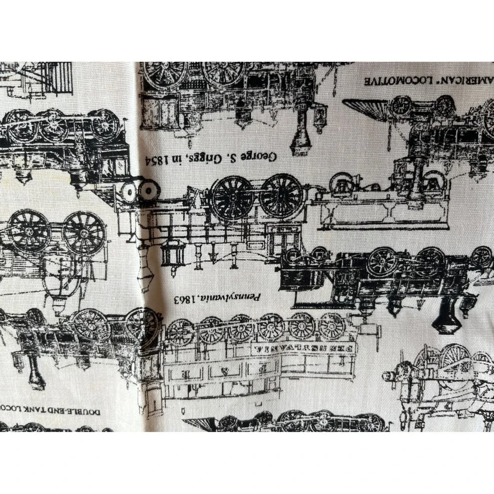 Vintage Steam Locomotive‎ Train Print Square Scarf Black Red White 21x21